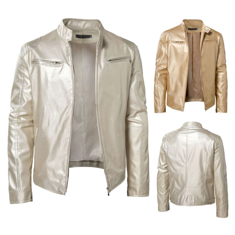 European and American performance dress gold sequined leather jacket South Korea nightclub men's host MC studio stand collar jacket jacket European and American performance dress gold sequined leather jacket South Korea nightclub men's host MC studio stand collar jacket jacket