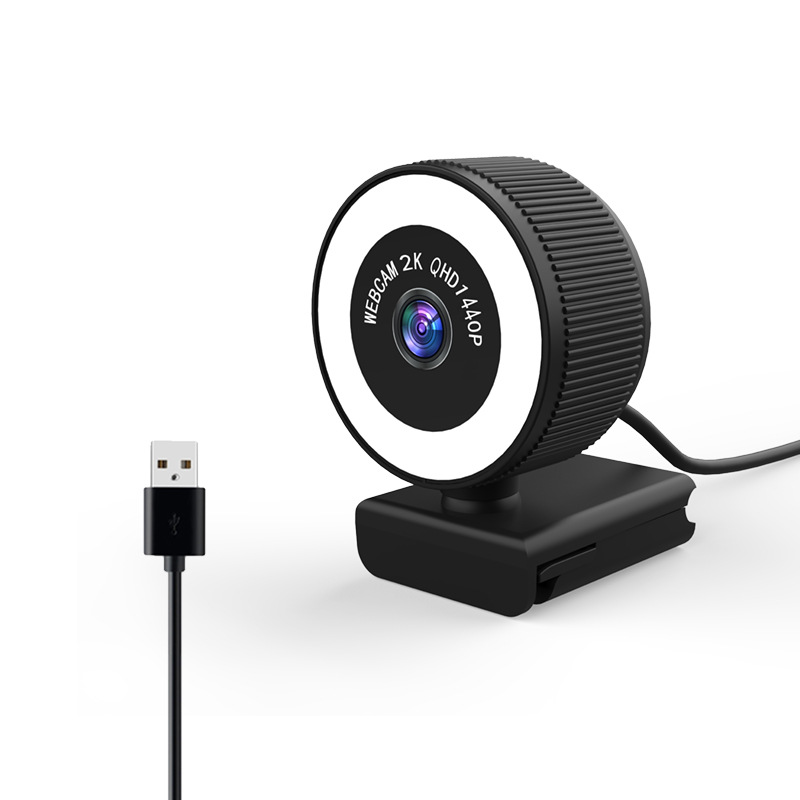 4K会议直播USB上课webcam1080p网络高清电脑摄像头免驱美颜补光灯