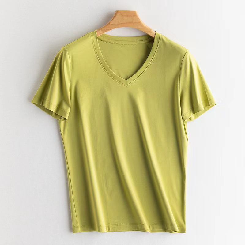 Avocado green V -neck