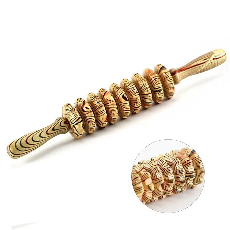 Wooden muscle relaxation mace massager roller fitness meridian yoga stick thin leg cervical roller massage stick
