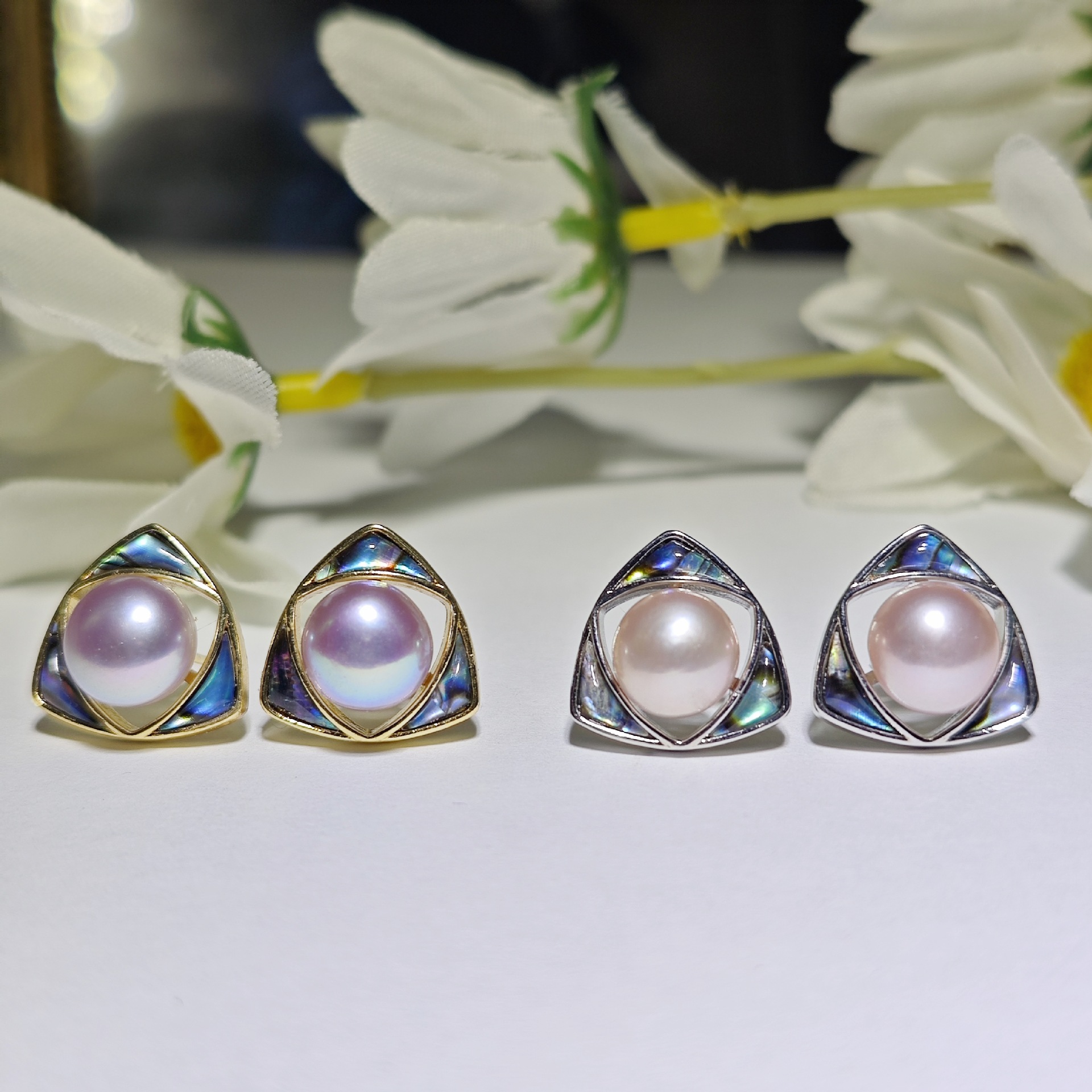 삼각형 전복 보라색 진주