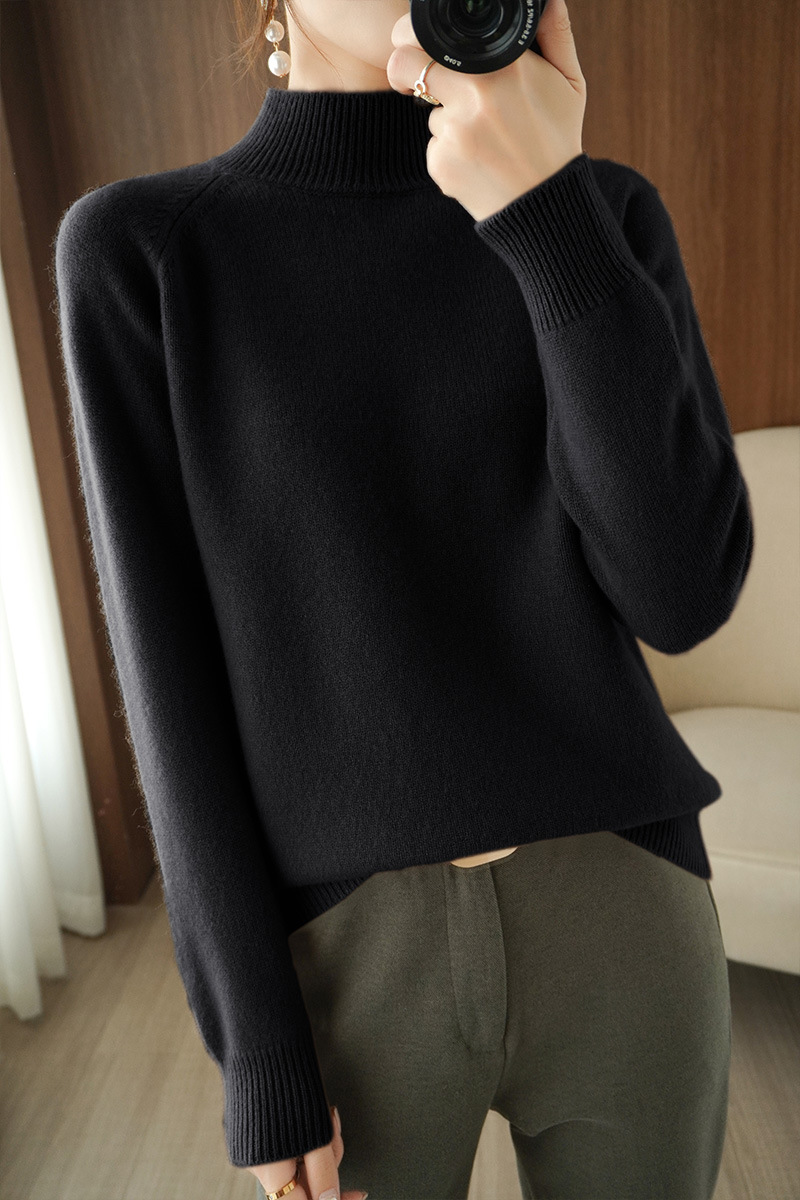 Wholesale of 2022 new semi-high neck pullover long-sleeved knitted sweater for women, a slimming Korean-style base layer pic 59