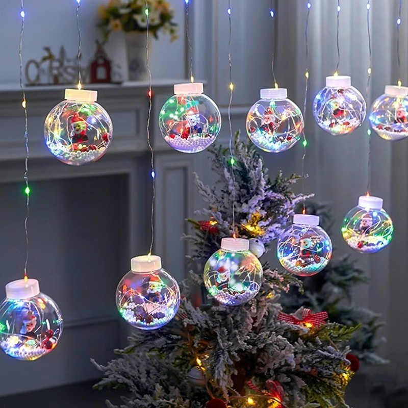 En stock suministro árbol de Navidad deseando Bola de alambre de cobre LED cortina de luz escena diseño vacaciones Navidad Cadena de luz que desea bola