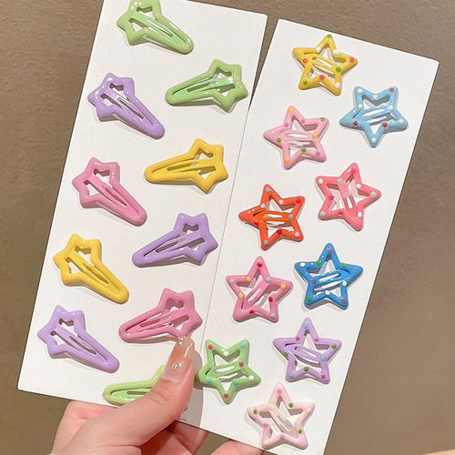 Star hairpin colorful children's hair accessories girl cute baby headdress five-pointed star hairpin little girl broken hair bb clip