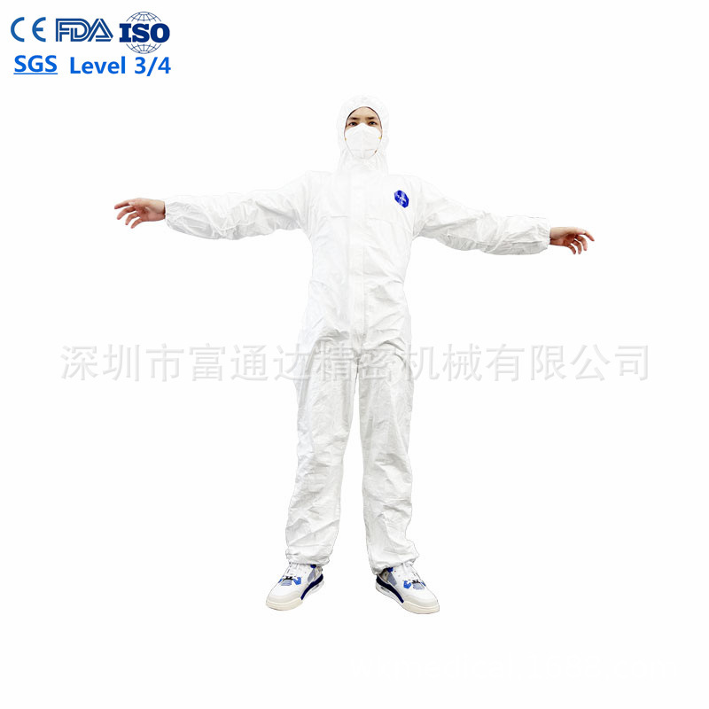 批发一次性透气连体防护服实PPE防渗水验室工作衣ASTM SGS/ISO