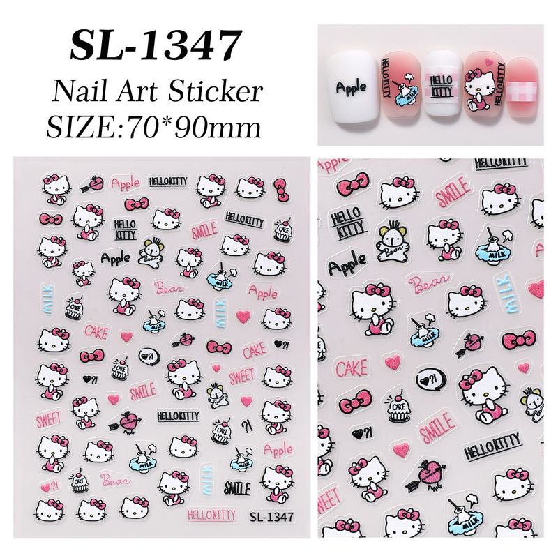 可爱KT猫美甲贴纸5D浮雕立体卡通hellokitty猫指甲贴纸饰品 SL款|undefined
