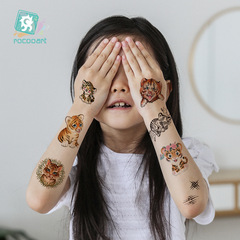 New cross-border supply waterproof tiger tattoo sticker, Instagram-style clavicle fashionable personalized cartoon animal tattoo sticker.