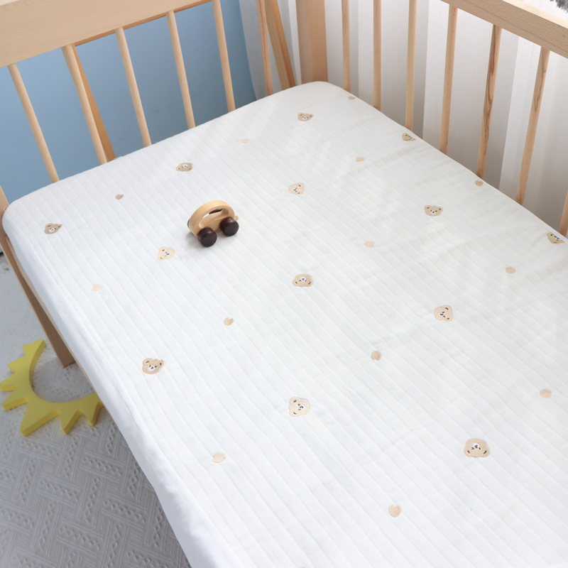 Crib Fitted Bed Sheets Pure Cotton Six-Layer Gauze Newborn Baby Bed Sheets Newborn Spliced Bed Fitted Bed Sheets Baby Products