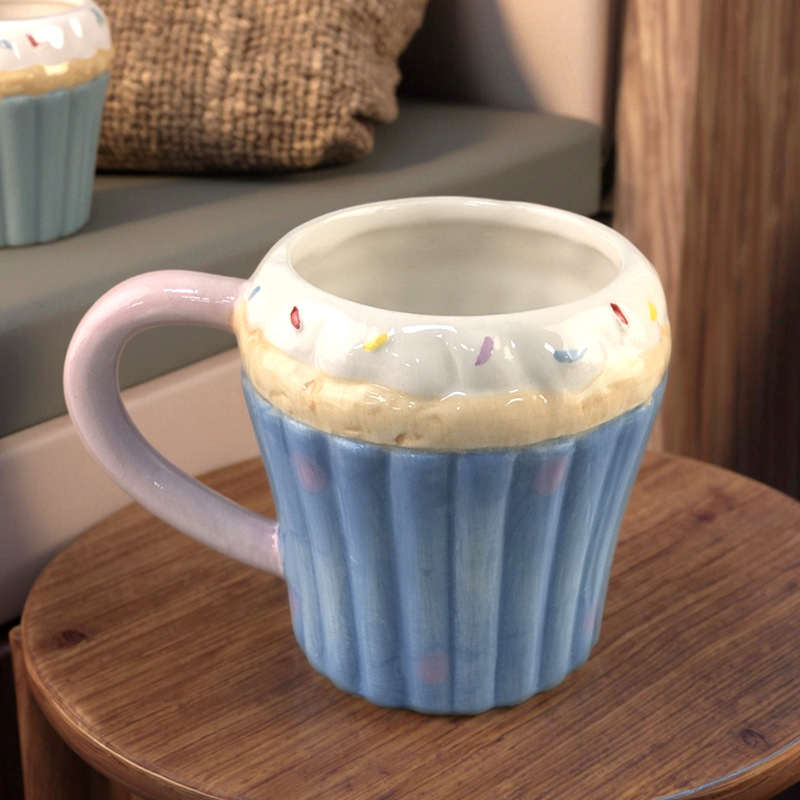 Creatividad en Corazón encantador de cerámica Muffin pastel taza de café doméstico para chicas para el cumpleaños de su novia