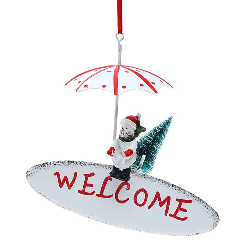 Hong Kong Heng decoraciones navideñas creativo pintado de hierro paracaídas pequeños adornos ventana árbol de Navidad paraguas colgante