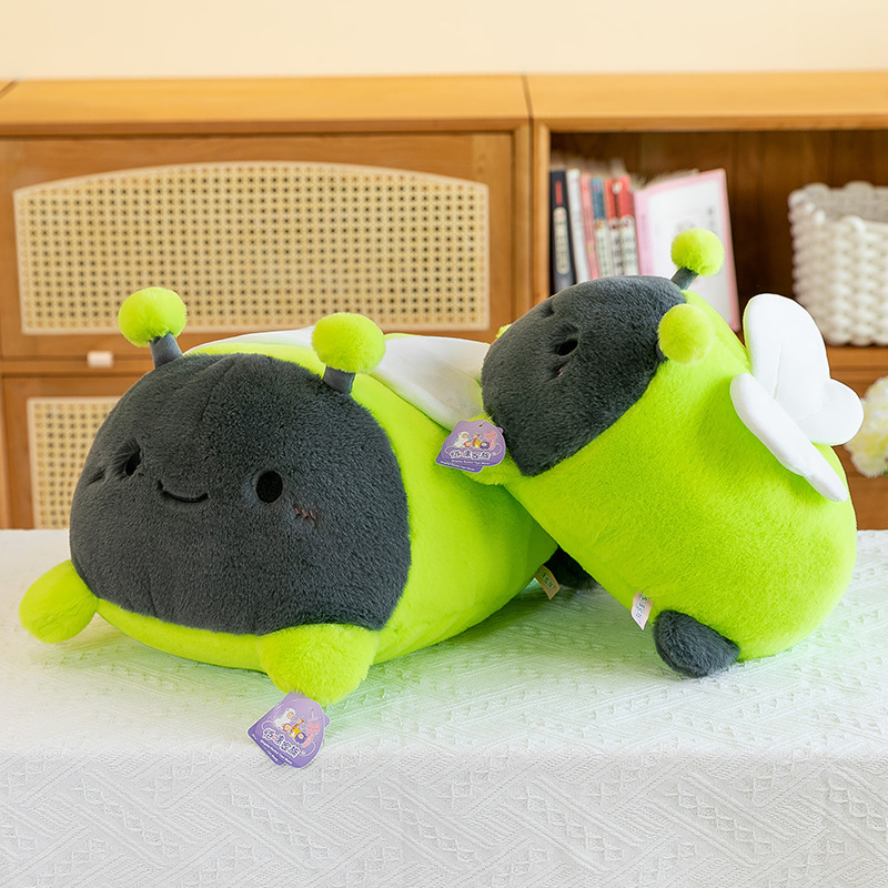 Almohada de peluche de luciérnaga con luces, cojín de muñeca luminosa, regalo para niños, muñeca que se ilumina al acariciarla.