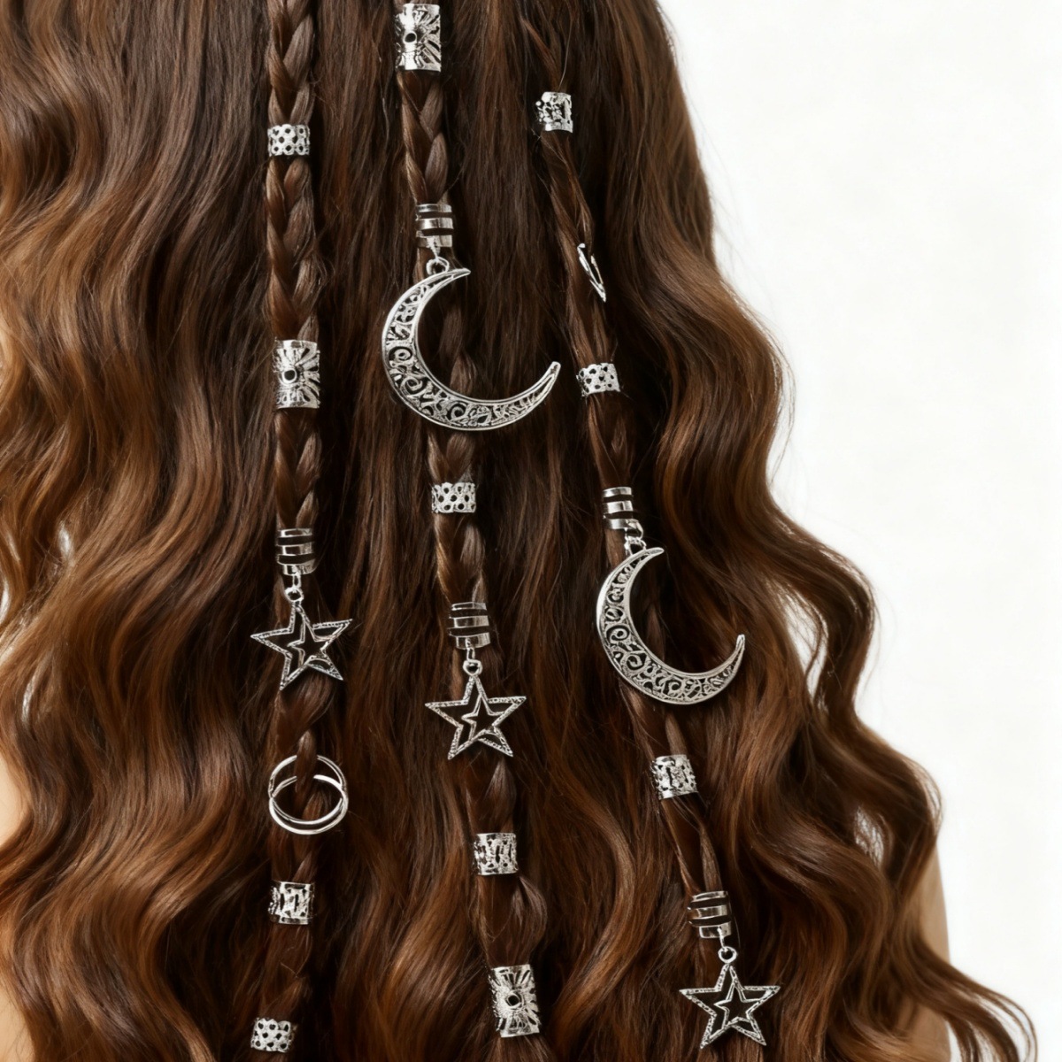 Ensemble de 45 accessoires pour perruques, anneaux pour dreadlocks africains, pinces à cheveux en alliage à motif tournesol croisé_voghion.com