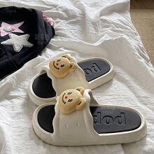 严选高颜值夏季新款可爱熊eva宿舍拖鞋女室内外穿防滑不臭一字拖