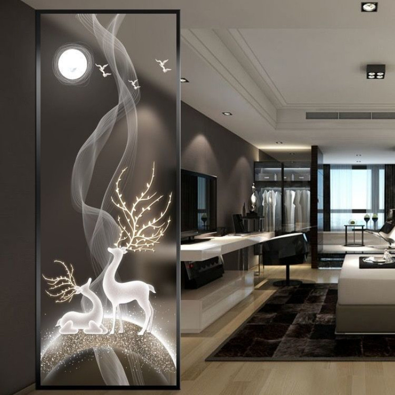 Vidrio temperado de lujo ligero pantalla moderna y simple inodoro de baño de entrada de pared divisoria de baño de media pared cubierta