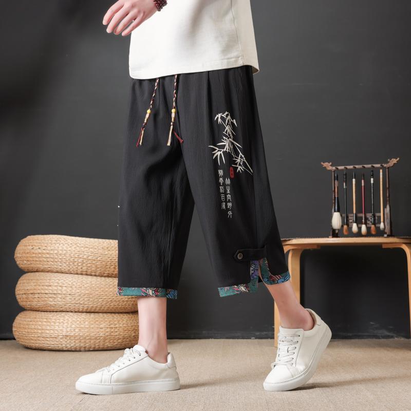 Xueyi 夏の新しいクロップドパンツメンズアイスシルクカジュアルスポーツパンツハンサムルーズ薄型ストレートメンズビーチショーツ|undefined