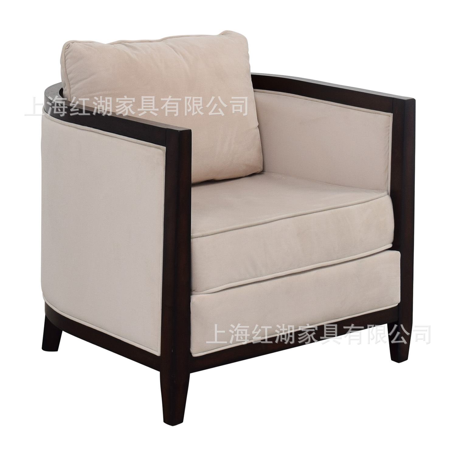 布艺实木沙发客厅单人沙发客厅酒吧咖啡厅卡座沙发|ru