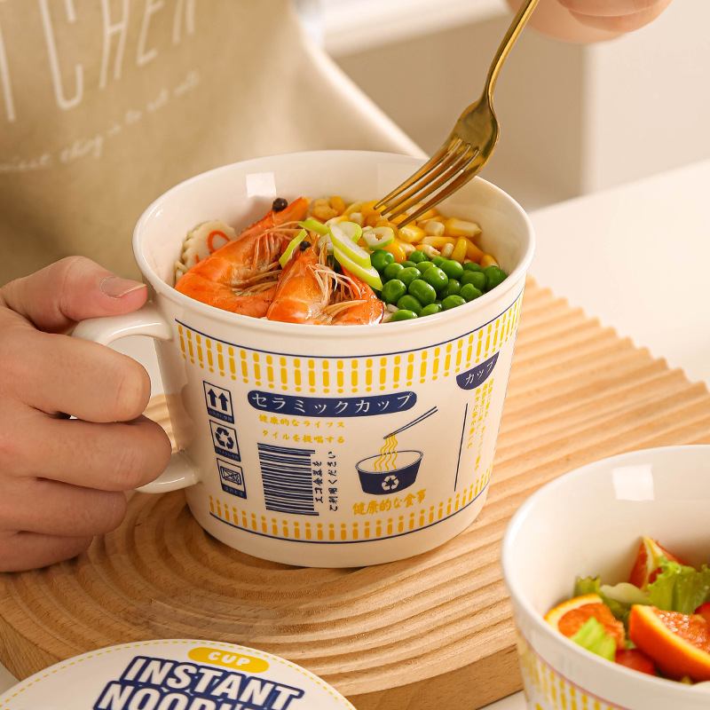 Japanese-style instant noodle bowl microwave oven available Net red Suo powder bowl snail powder bowl student dormitory instant noodle cup ceramic cute