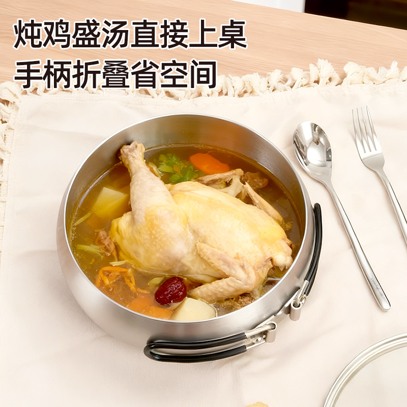 1810 olla de acero inoxidable al aire libre olla plegable camping picnic espesado 0 recubrimiento de gran capacidad no pegajosa olla de cocina