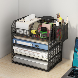 Thickened file rack storage shelf multi-functional large capacity data classification rack basket multi-layer book stand bookshelf