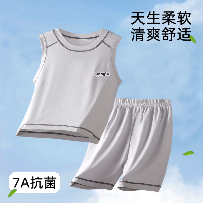 Su bebé 60 pijamas para niños Lycell ropa de aire acondicionado para niños traje sin mangas para adolescentes ropa de verano para el hogar