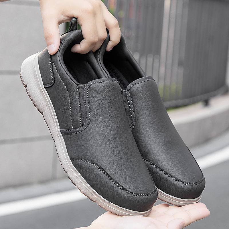 Nuevos zapatos de primavera y otoño deportes casuales, zapatos de marcha anti-deslizante, suela suave, mediana edad, Beijing, hombre de cuero