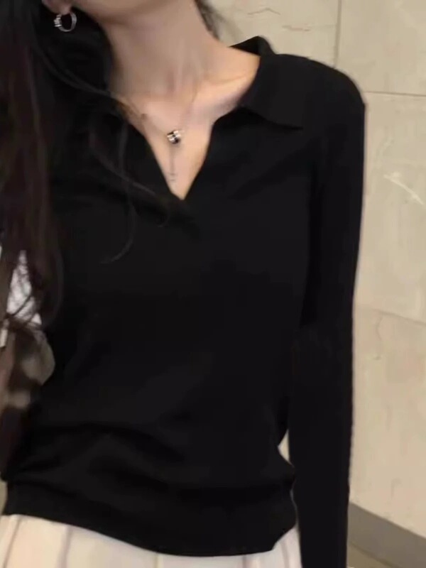 时尚少女风清新甜美套头POLO领毛衣女式内搭针织衫羊毛精纺打底|undefined