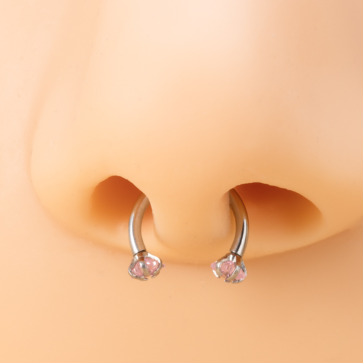 Simple Style U Shape Stainless Steel Inlay Zircon Eyebrow Nails 5 Pieces