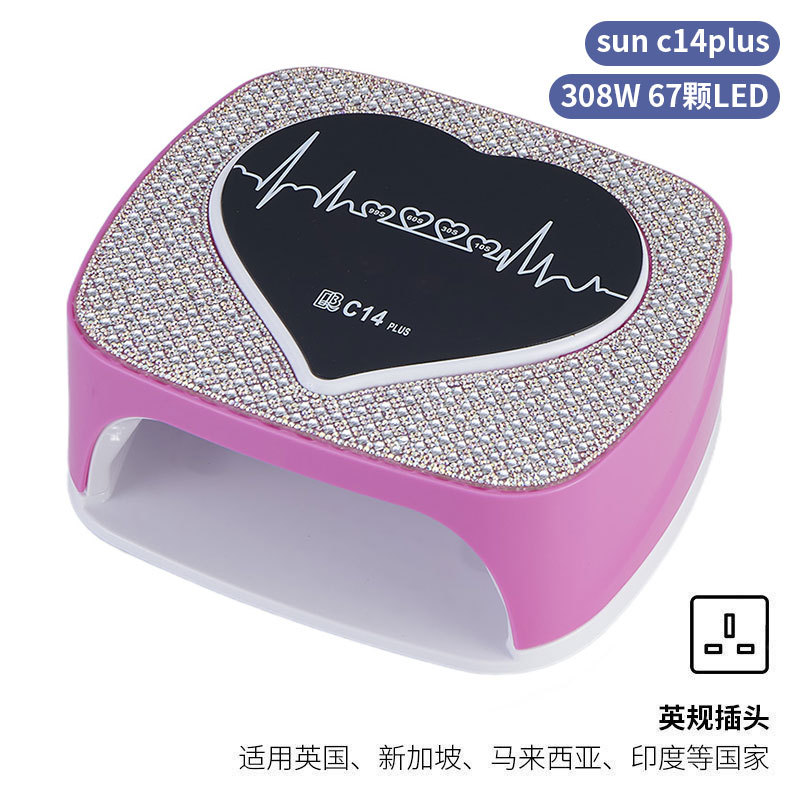 Lámpara de manicura inteligente de alta gama de luz de terapia de diamante 256W de alta potencia de pegamento de vinilo lámpara de horneado de dos manos secador de uñas transfronterizas