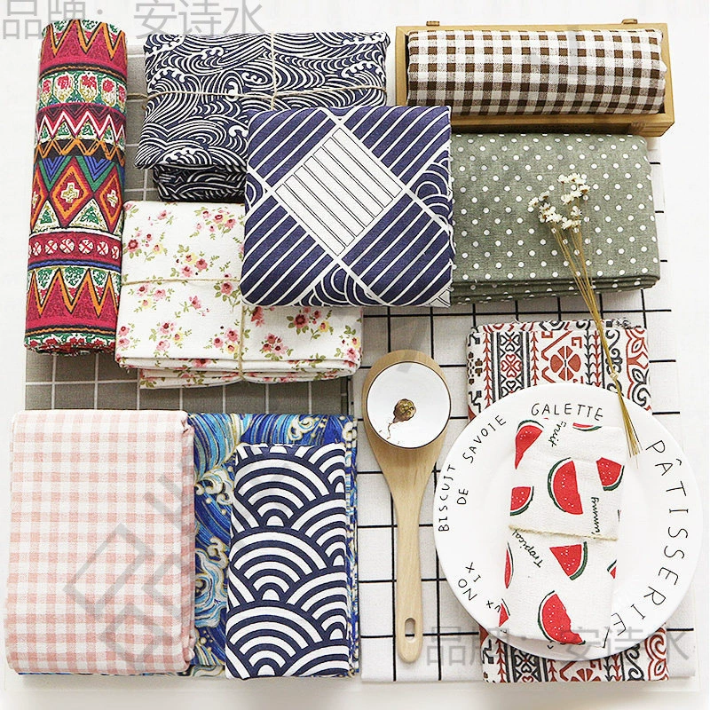 印花棉麻布料和风布料窗帘布料沙发亚麻布料粗麻桌布diy布头