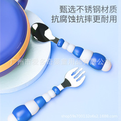 Love Dot Circle Head 304 Stainless Steel Children's Spoon Fork Baby Feeding Utensils Portable Spoons Fork Set