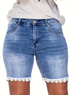 B 75258 Lace Trim Denim Shorts �ٽzţ�ж�ѝ �W���羳���R�d��