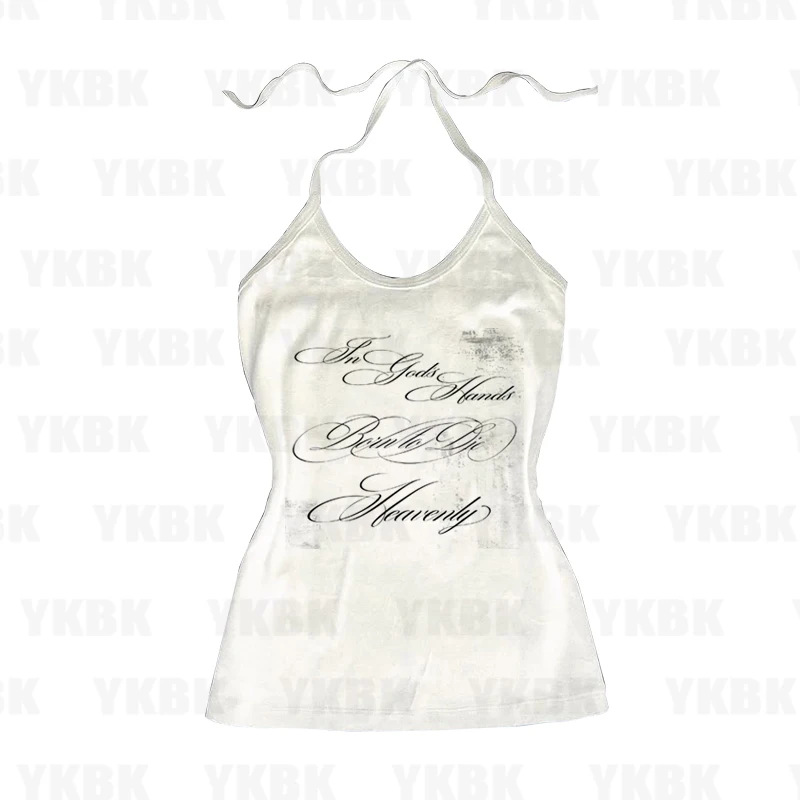 夏季新款欧美风辣妹性感时尚个性Y2K印花背心吊带抹胸百搭修身T恤