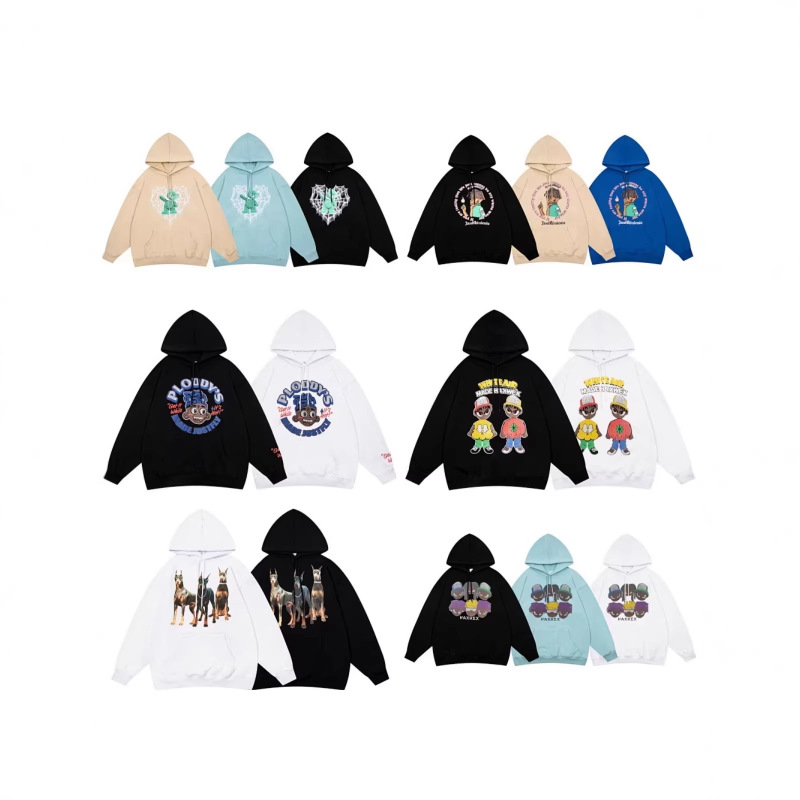 Cross-Border Exclusive Supply of New Cartoon Creative and Fun Pattern Printed Drawstring Loose-Fitting Pure Cotton Hooded Sweatshirt, One-Piece Dropshipping Cross-Border Exclusive Supply of New Cartoon Creative and Fun Pattern Printed Drawstring Loose-Fitting Pure Cotton Hooded Sweatshirt, One-Piece Dropshipping