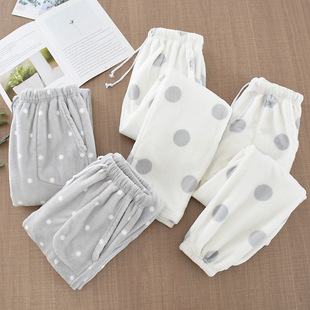 Thickened Flannel Pajama Pants Women's Autumn and Winter Warm plus size Loose Pants Coral Fleece Cute Home Pants Warm Pants