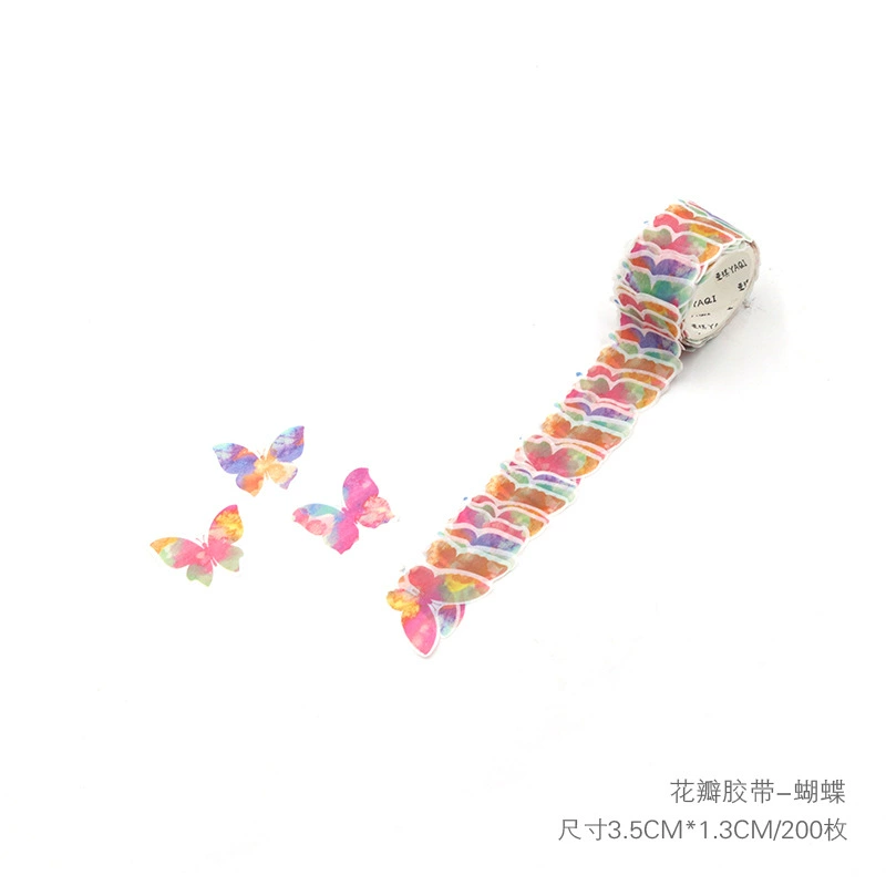 Бархатная лента Washi стикеры, рулоны, 48 шт в коробке, цветочные формы, assorted цвета
