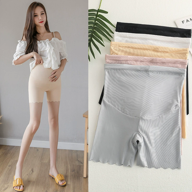 Защитные штаны для беременных, женская летняя верхняя одежда больших размеров, летние тонкие шорты для ранней беременности, легкие базовые шорты из ледяного шелка, летнее платье