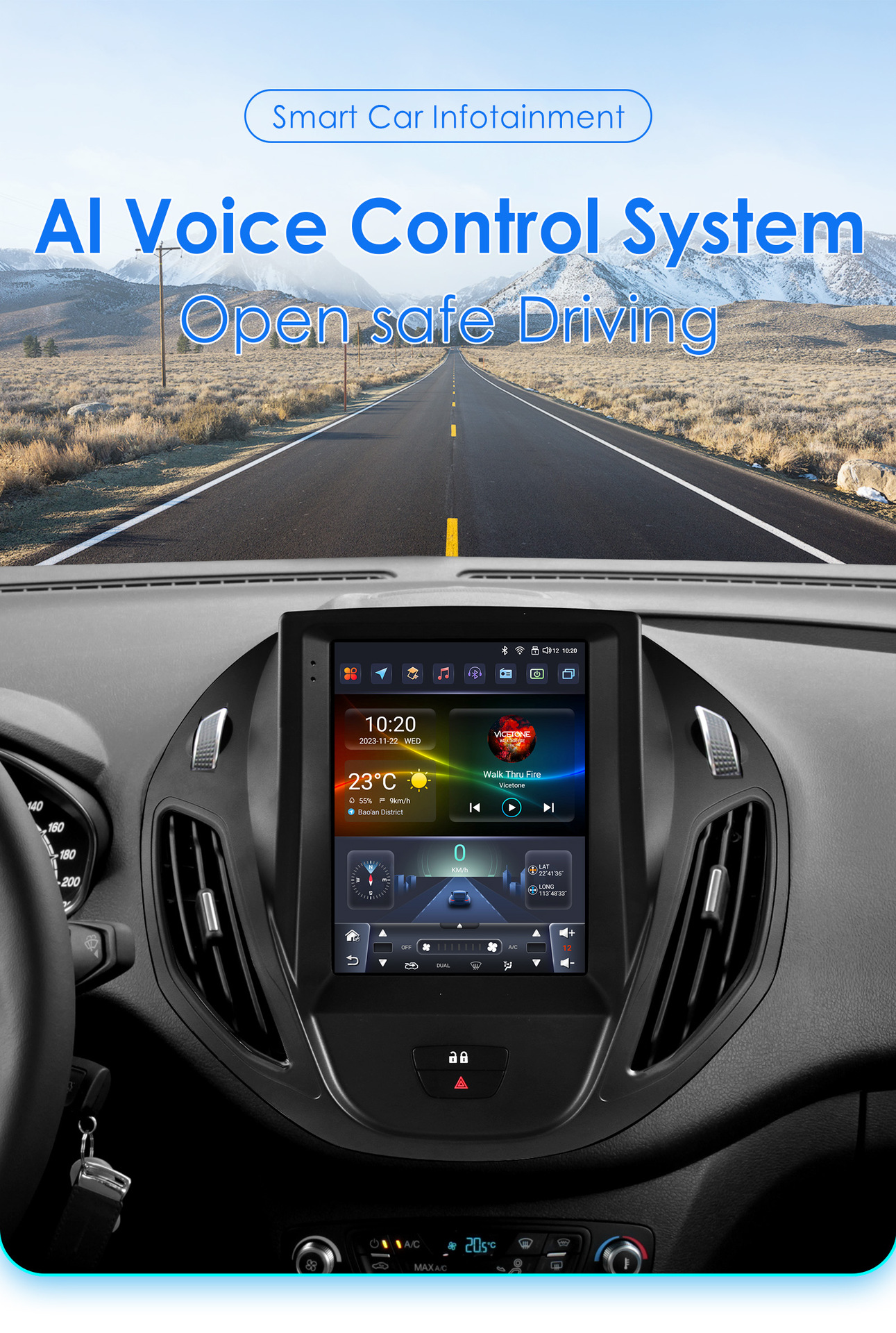 Suitable for 13-21 Models of Ford Tourneo, Vertical Screen Android 9.7inch Car Gps Navigation