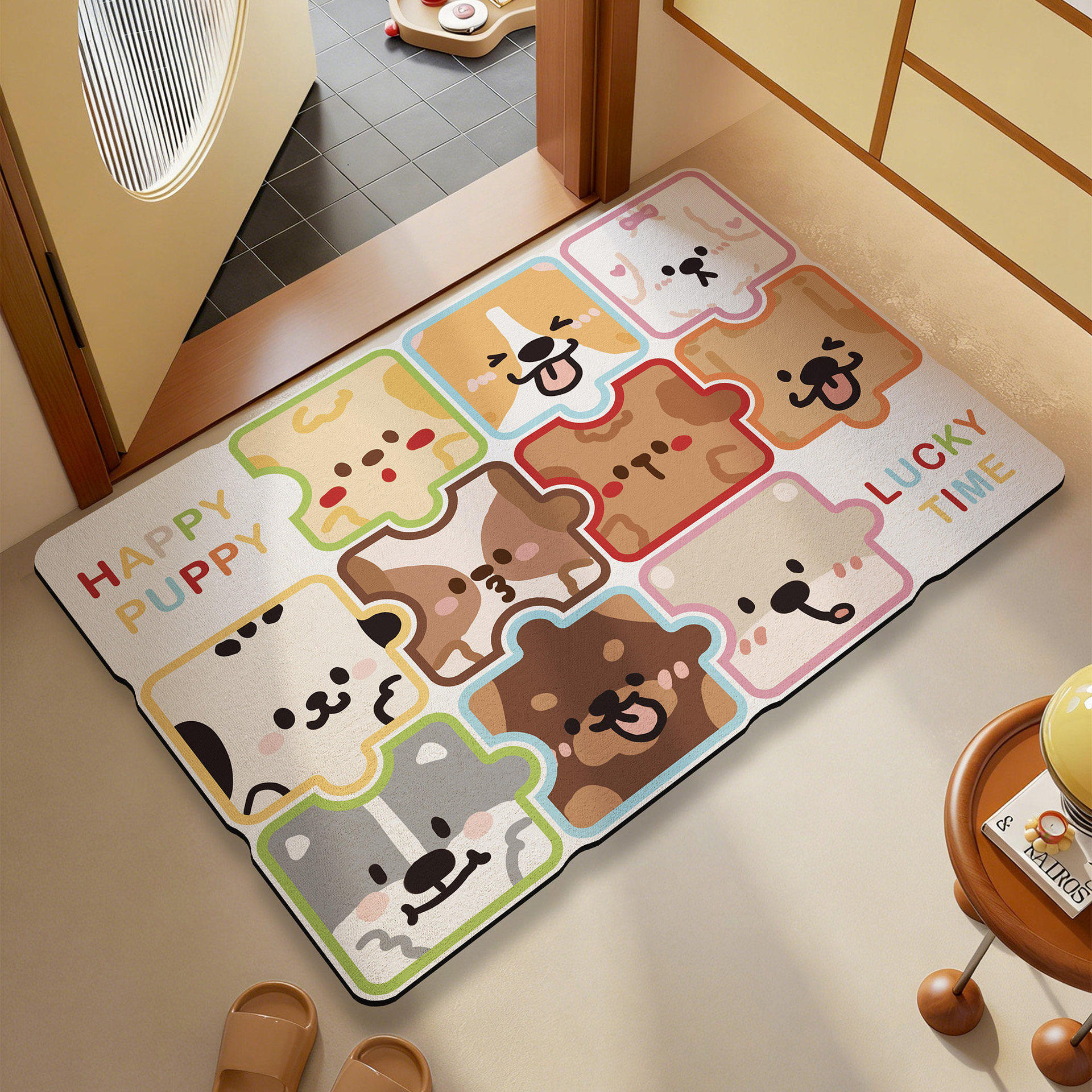 Cross-Border In-Stock Anime-Style Cute Puzzle Mats for Home Bathroom, Bedroom Bedside Mats, Water-Absorbent Diatomaceous Earth Floor Mats, Dropshipping