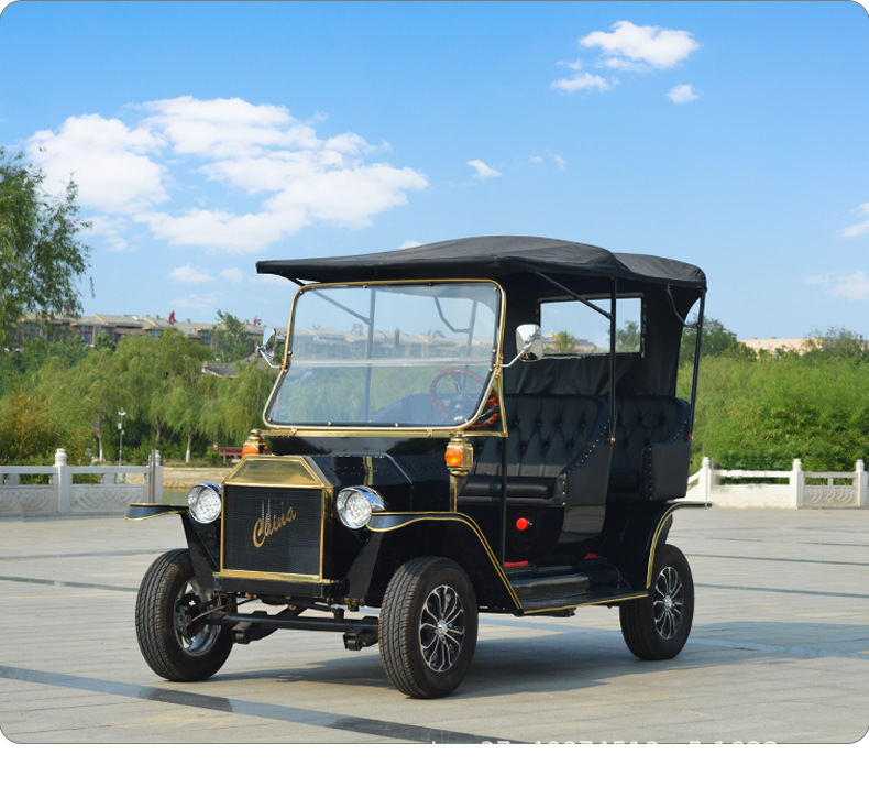 Electric Vintage Car, Four-Wheel Sightseeing Car, 5-Seater, Direct Supply from the Manufacturer, Suitable for Scenic Spots, Touring, Rv Viewing, Golf Cart