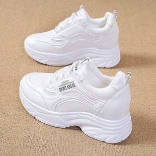 2024 New sneaker Children's Summer Height Increasing Women's Shoes Spring Joker Casual Mesh Breathable White Shoes Dad