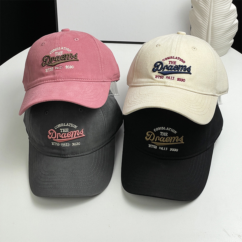 High-Quality Embroidered Letter Baseball Cap for Men and Women, Couple Trendy Brand, All-Season American Retro Soft Top Hat