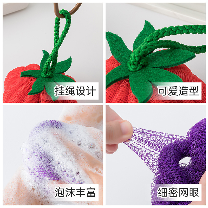 可爱创意果蔬沐浴球大号浴花不散花耐用加大洗澡浴球泡泡浴神器|undefined
