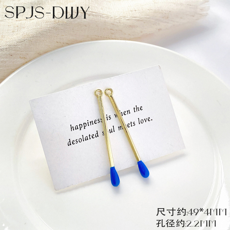 ins小众设计简约火柴吊坠彩色滴油手工diy手链项链耳饰挂件小配饰|undefined