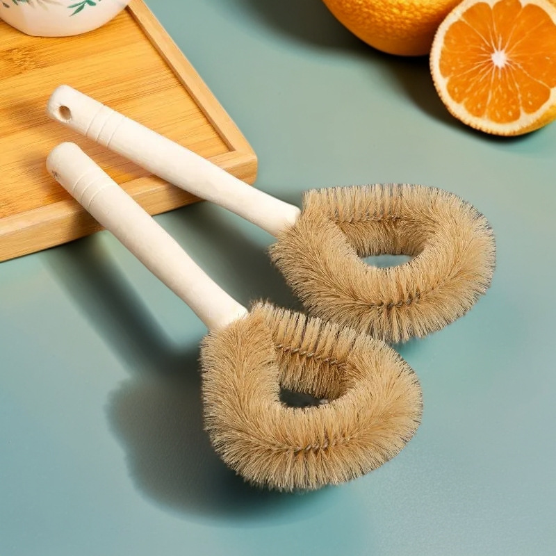家用猪鬃毛刷圆头木柄猪毛刷猪鬃刷子不沾油锅刷居家清洁刷子