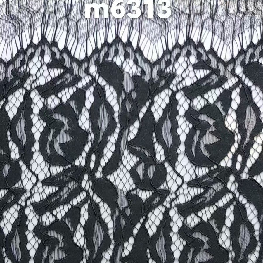 蕾丝睫毛锦棉无弹镂空长叶花型连衣裙体恤掉带背心礼服婚纱辅料满