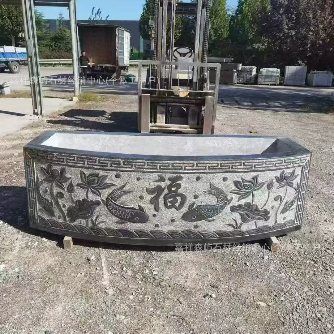 Голубой камень резьба по старинке с длинным квадратным аквариумом Вилла