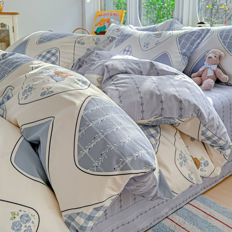 ins caricatura para niños algodón cama de cuatro piezas set 100 sábanas de flor de algodón sábanas