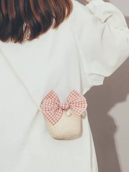 Summer New Style Children's Straw Woven Bag Crossbody Bag Toddler Girls Cartoon Cute Baby Coin Purse Mini Bag