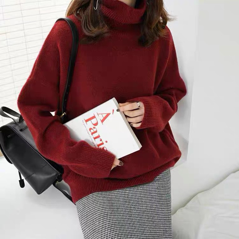 高领毛衣女款高端日韩简约纯色套头打底衫2025高级感针织衫|undefined