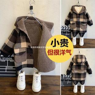 Boys and Girls, Stylish Warm Woolen Outwears, Winter New Style, Baby and Kidsren's Velvet Thickeneded Mid-Length Sheep Cake Velvet
